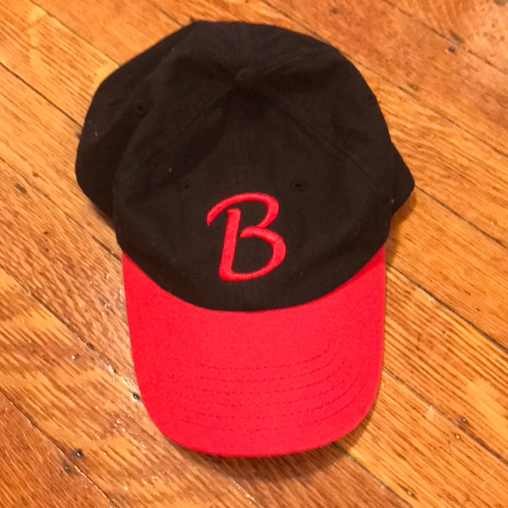 Red and black cap